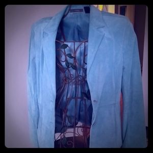 Liz Claiborne Teal green suede blazer